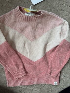 Cozy Pink and Cream Chevron Chenille Sweater